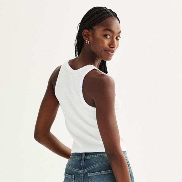 White pink Los Angeles Pilates Club Sleeveless Ribbed Tank Top - Picture 2 of 5